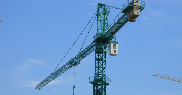 Cranes at construction site at Tirana, Albania