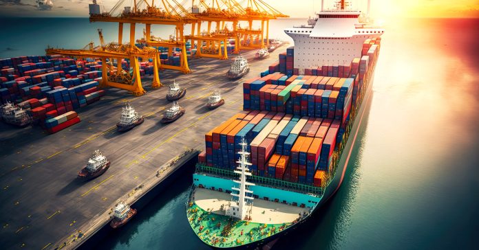 operation of large sea cargo port, global business logistics
